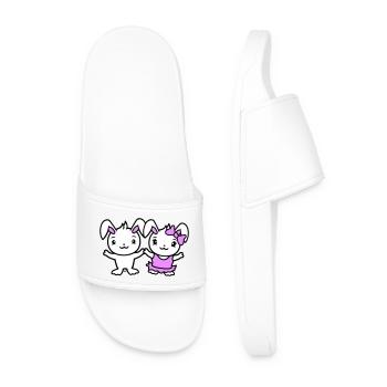 2 Bunnies Two Girlfriend Love Couple In Love Cute - Men’s Pool Sliders - white - Front