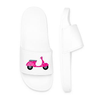 Roller Dots Pink Dots Pattern Retro Vintage Fan - Men’s Pool Sliders - white - Front