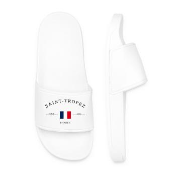 Saint-Tropez France Holiday Souvenir & Gift - Men’s Pool Sliders - white - Front