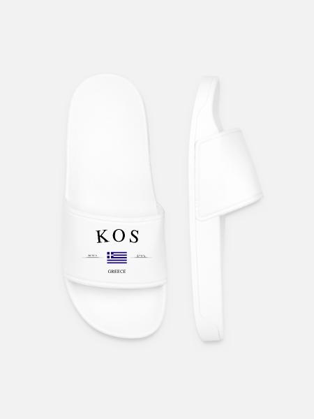 Kos Greece – Holiday Souvenir & Gift - Men’s Pool Sliders - white