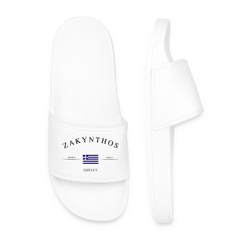 Zakynthos Greece Holiday Souvenir &amp; Gift - Men’s Pool Sliders - white - Front