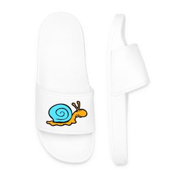 snail shell snail slug smiles sweetly - Men’s Pool Sliders - white - Front
