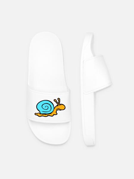 snail shell snail slug smiles sweetly - Men’s Pool Sliders - white