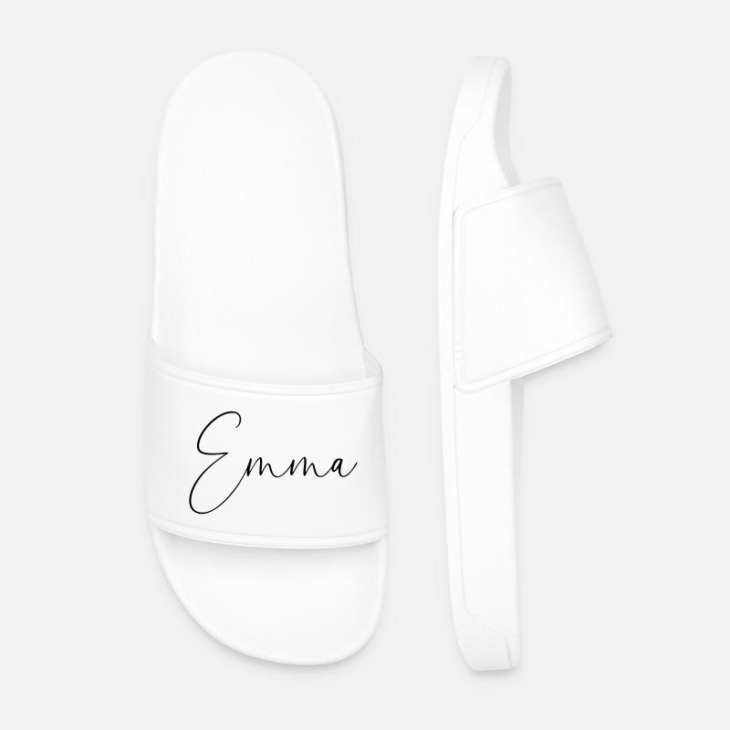 Emma / Handwriting Personalized Design - Men’s Pool Sliders - white