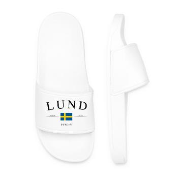 Lund Sweden – Holiday Souvenir & Gift - Men’s Pool Sliders - white - Front
