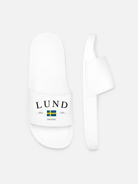 Lund Sweden – Holiday Souvenir & Gift - Men’s Pool Sliders - white