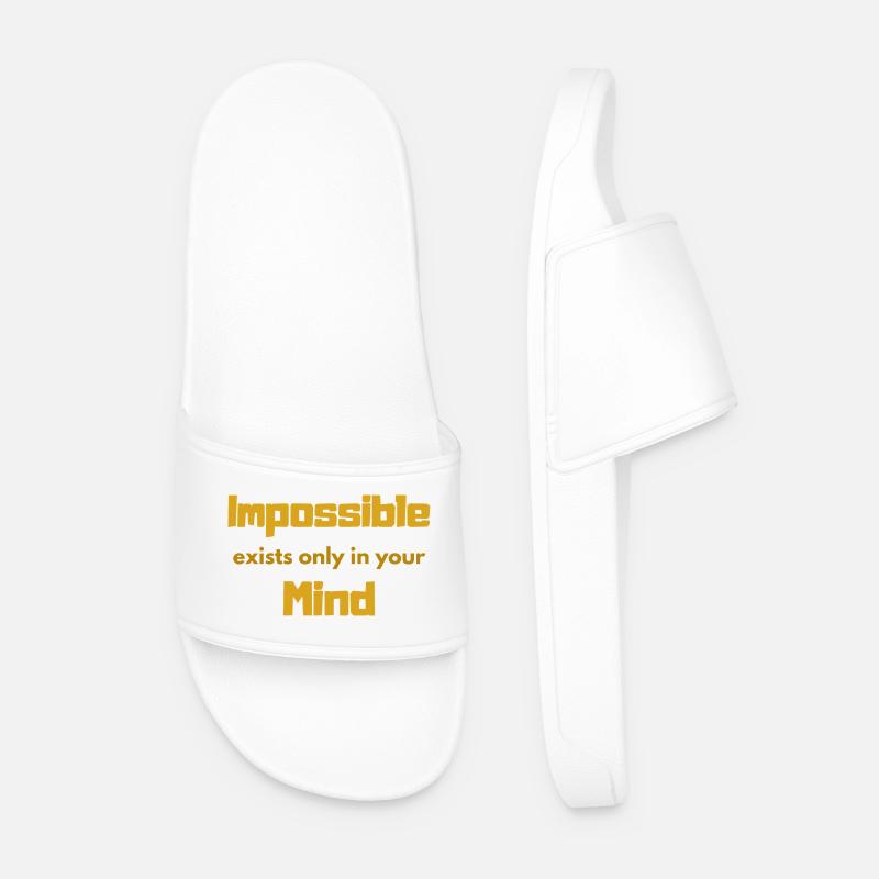 Impossible Mindset Typography - Men’s Pool Sliders - white