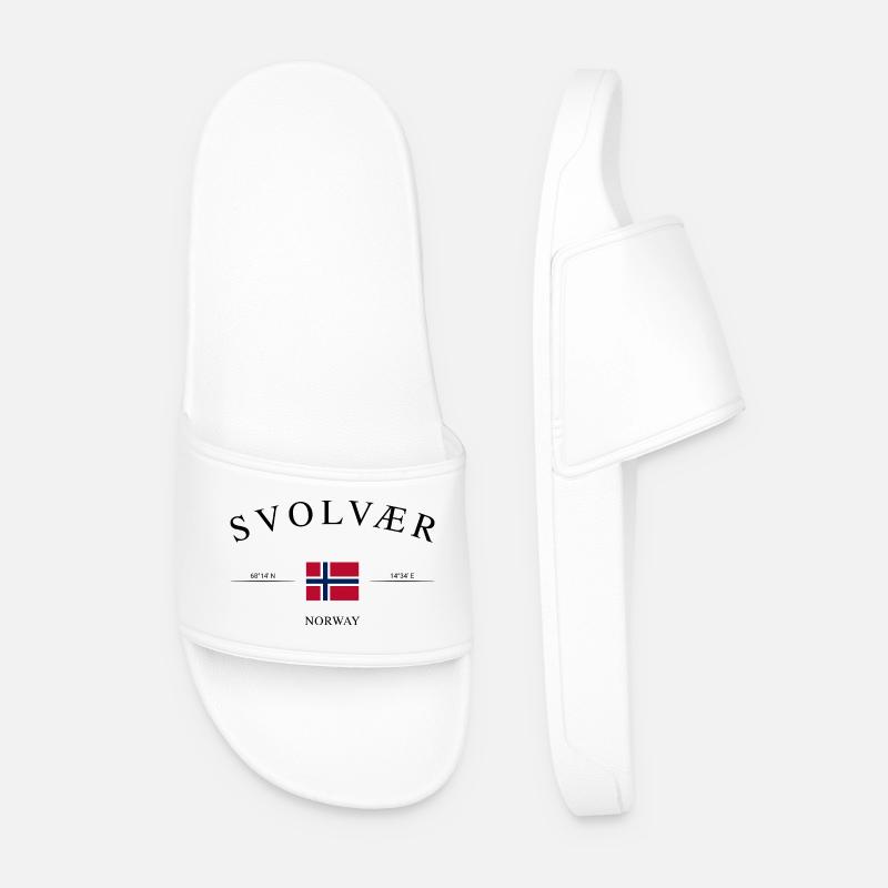 Svolvær Norwegen – Urlaub Souvenir & Geschenk - Männer Badelatschen - Weiß