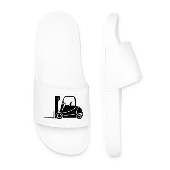 Forklift Silhouette: Transport & Forklift Driver - Men’s Pool Sliders - white - Front