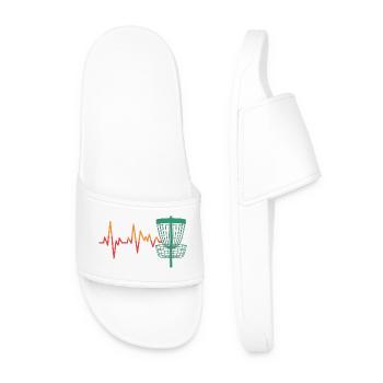 Heartbeat DiscGolf Motif - Men’s Pool Sliders - white - Front