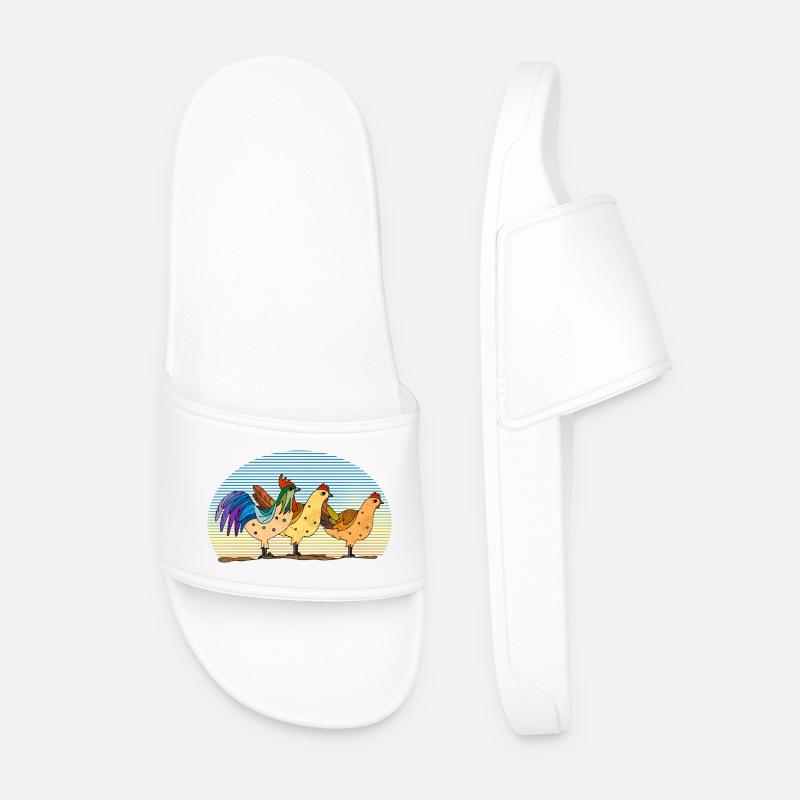 Hahn und Hühner - Männer Badelatschen - Weiß