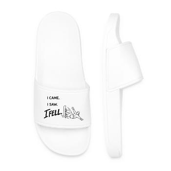 I Came. I Saw. I Fell. – Minimal Snowboard Art - Men’s Pool Sliders - white - Front