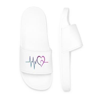 Gradient ECG Heart - Men’s Pool Sliders - white - Front