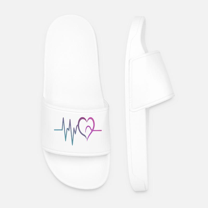 Gradient ECG Heart - Men’s Pool Sliders - white
