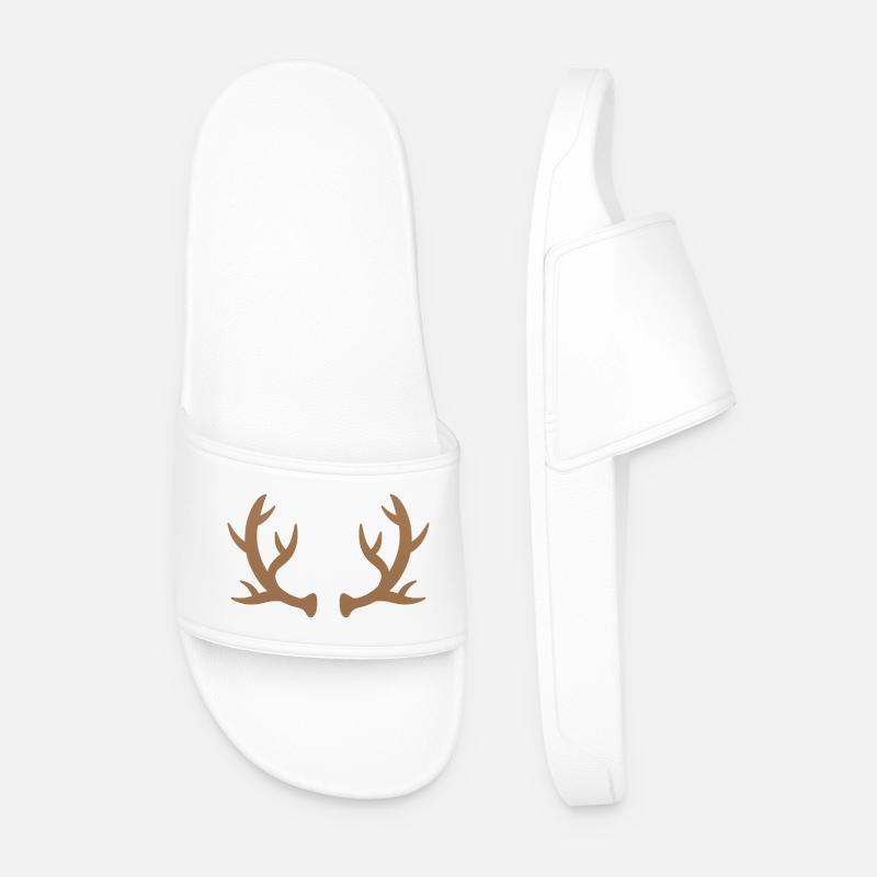 Braune Hirschgeweih-Silhouette - Männer Badelatschen - Weiß