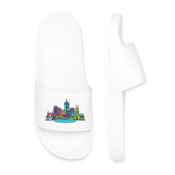 Perth City Skyline Glockenturm Moderne Linienzeichnung - Männer Badelatschen - Weiß - Vorne