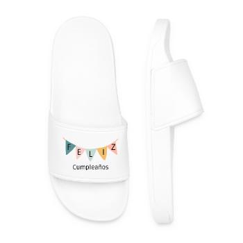 Feliz Cumpleaños Banner-Happy Birthday-All the best - Men’s Pool Sliders - white - Front