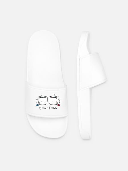 Bes-Teas – Funny Tea Pun Design - Men’s Pool Sliders - white