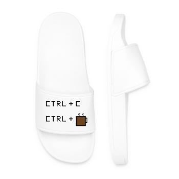 CTRL+C Kaffee Edition - Retro Büro Humor - Männer Badelatschen - Weiß - Vorne
