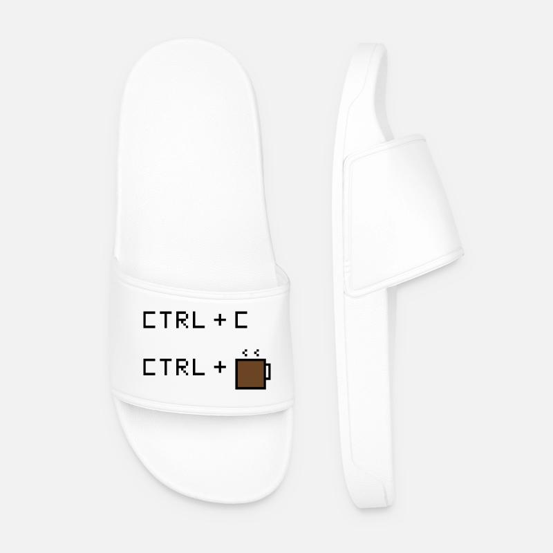 CTRL+C Kaffee Edition - Retro Büro Humor - Männer Badelatschen - Weiß