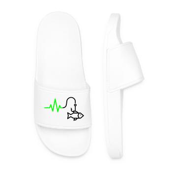 ECG Heart Rate Fish Hook Outline - Men’s Pool Sliders - white - Front