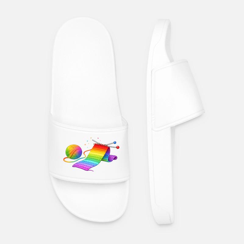 Regenbogen Schal stricken Illustration   - Männer Badelatschen - Weiß