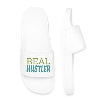 Real Hustler Motivational Entrepreneur Quote Art - Männer Badelatschen - Weiß - Vorne