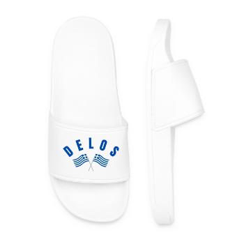 Delos Crossed Greek Flags  - Men’s Pool Sliders - white - Front
