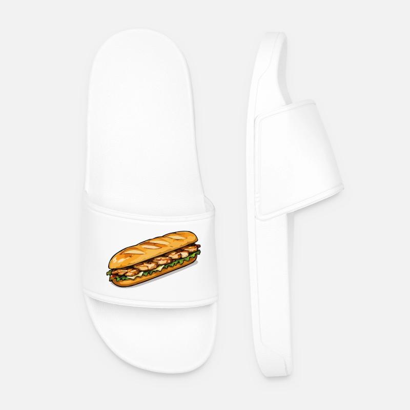 Grilled Chicken Sub Art - Men’s Pool Sliders - white
