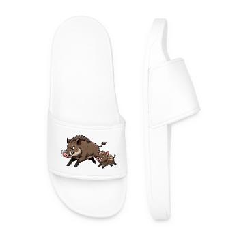 Sanglier sauvage avec jeune sanglier - Claquettes Homme - blanc - Devant
