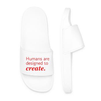Les humains sont conçus pour créer - une typographie rouge - Claquettes Homme - blanc - Devant