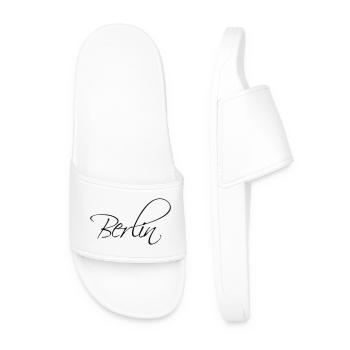 Berlin calligraphy lettering - Men’s Pool Sliders - white - Front