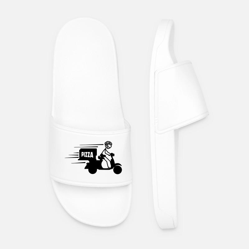 Rollerpaket oder Pizzatext PIZZA - Männer Badelatschen - Weiß