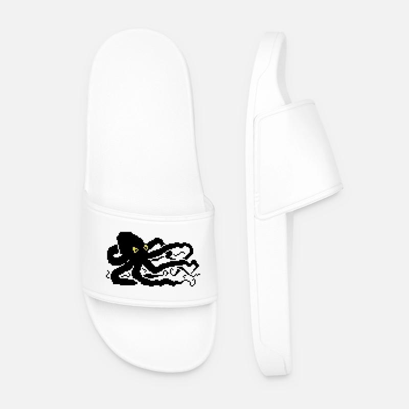 8bit pixel octopus - Men’s Pool Sliders - white