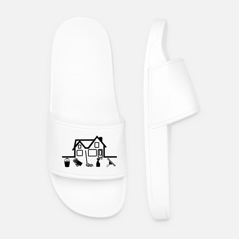House with cleaning tools - Men’s Pool Sliders - white