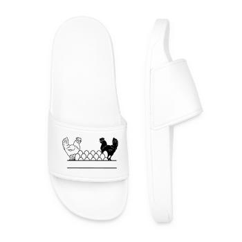 Hähnchen dunkles und helles Monogramm - Männer Badelatschen - Weiß - Vorne