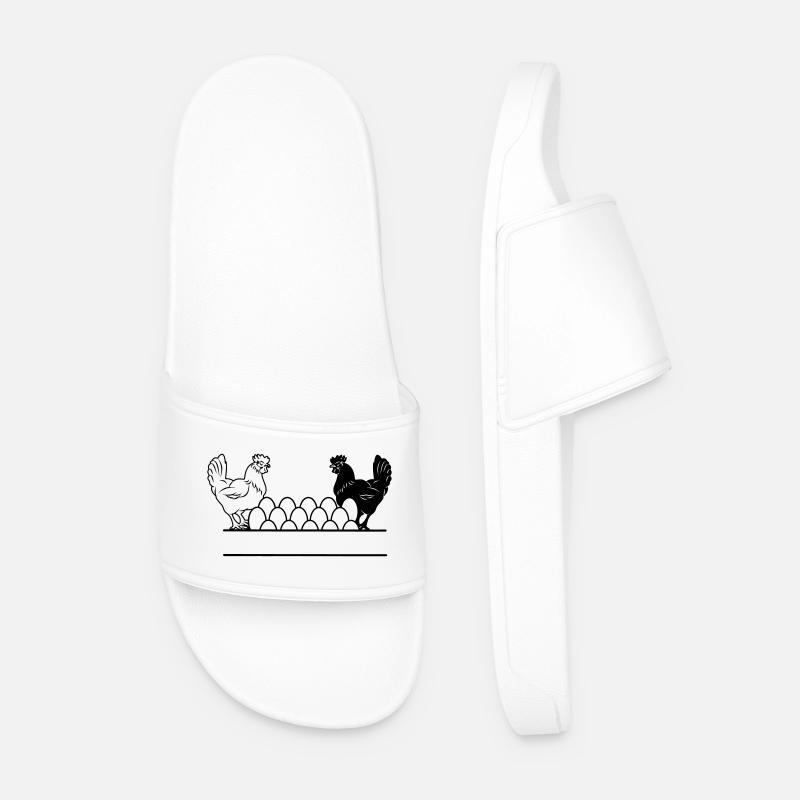 Chicken dark and light monogram - Men’s Pool Sliders - white