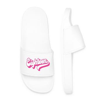 Eighteen 18th Birthday Girls Women 18 Years Old - Men’s Pool Sliders - white - Front