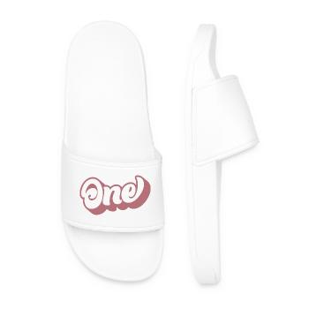 One 1st Birthday For Girls 1 Year Old - Men’s Pool Sliders - white - Front