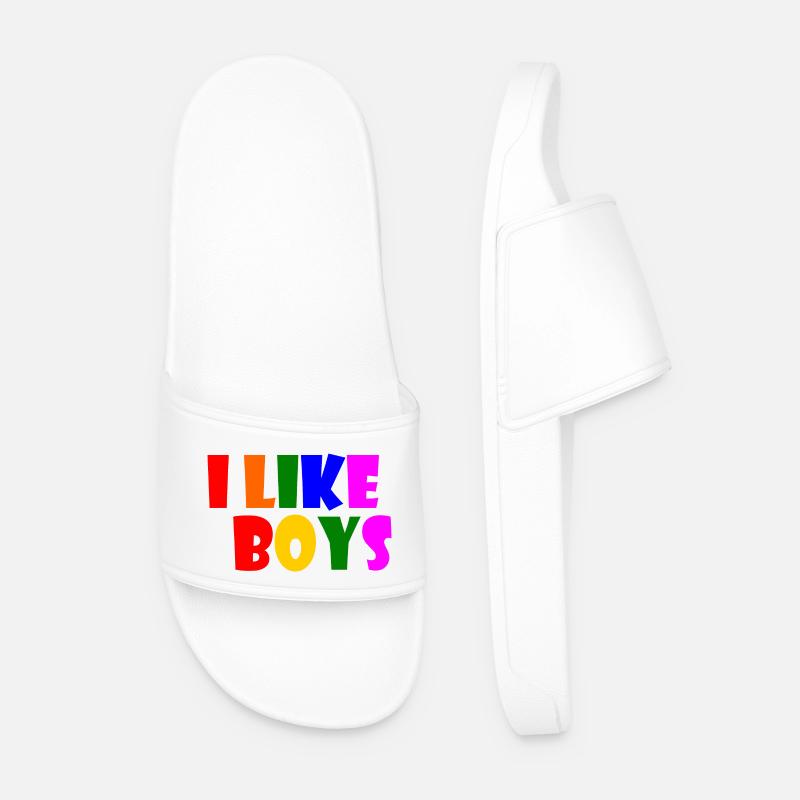 I like boys - Men’s Pool Sliders - white