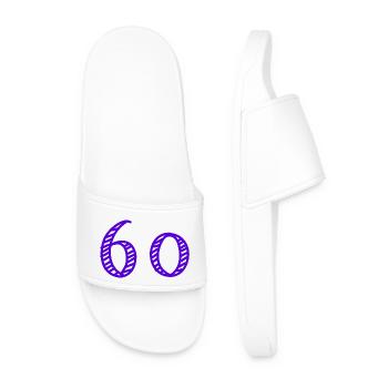 60. 60 YEARS. 60th ANNIVERSARY. 60TH BIRTHDAY. - Men’s Pool Sliders - white - Front
