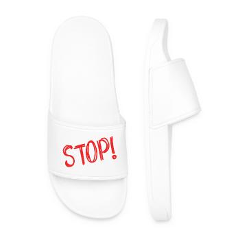 STOP. HUMOR. MESSAGE. QUOTATION. PANEL. DAD - Men’s Pool Sliders - white - Front