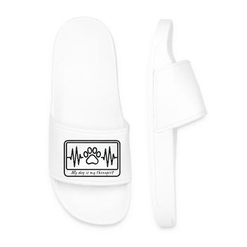 My dog is my therapist - Hearbeat&Pawprint Design - Men’s Pool Sliders - white - Front