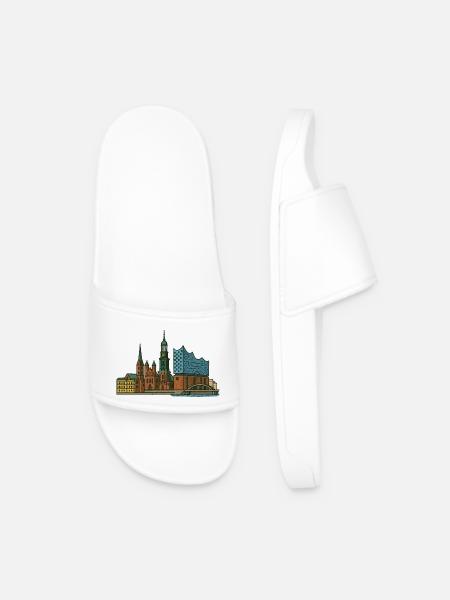 Hamburg Skyline - Men’s Pool Sliders - white