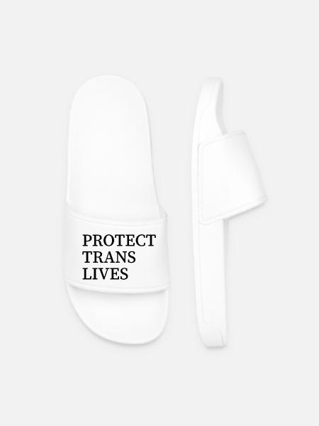 Protect trans lives - Men’s Pool Sliders - white