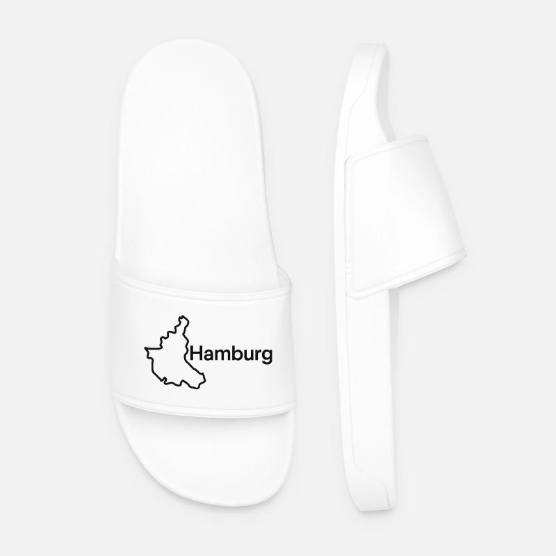 Hamburg Silhouette Stadtkarte - Männer Badelatschen - Weiß