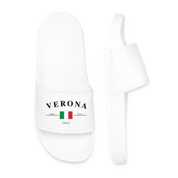 Verona Italia Koordinaten Urlaub Reise Souvenir - Männer Badelatschen - Weiß - Vorne