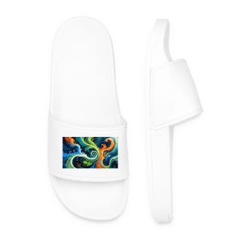Artistic swirl of colour - Men’s Pool Sliders - white - Front