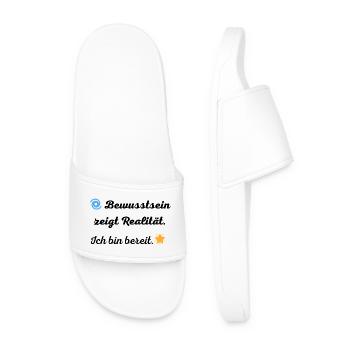 Bewusstsein_zeigt_Realitaet - Men’s Pool Sliders - white - Front