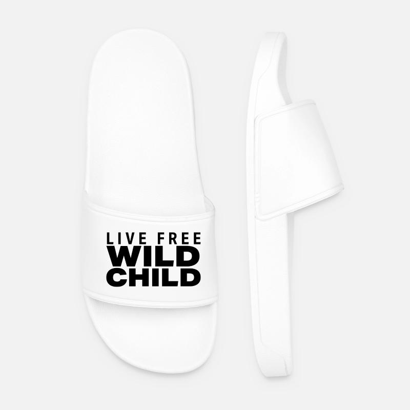 LIVE FREE WILD CHILD - Männer Badelatschen - Weiß